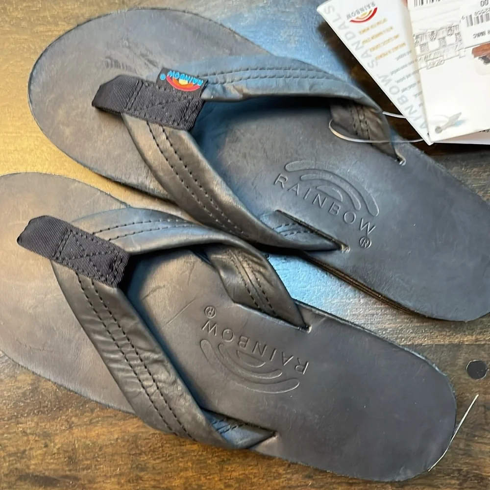 Rainbow double layer wide strap flip flops-color is black - Picture 2 of 6